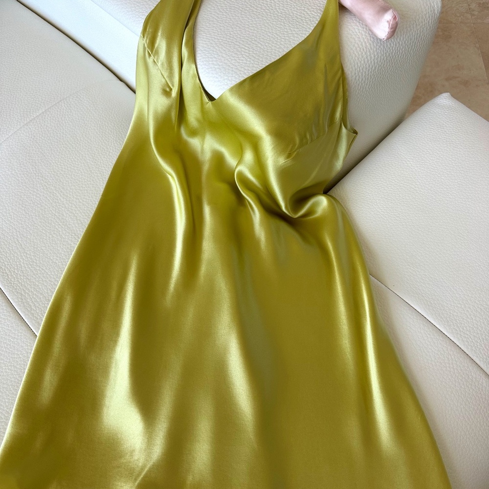 Womens Babydoll Nightgown - Silk Chartreuse Size Medium
